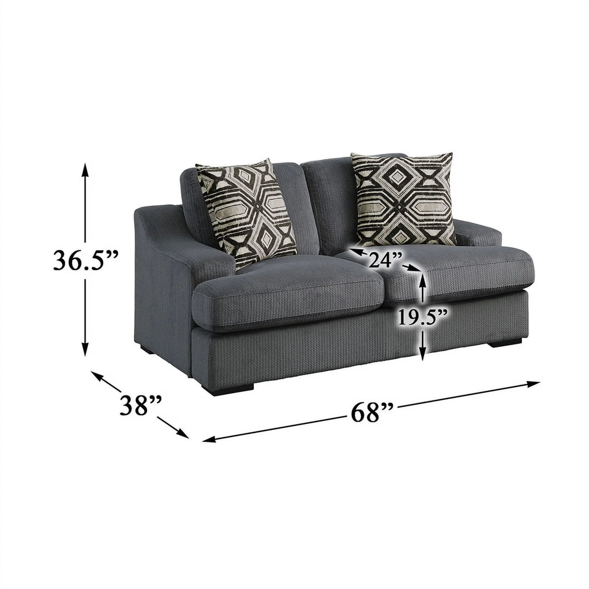 Dark Gray Microfiber Upholstered Loveseat U6084
