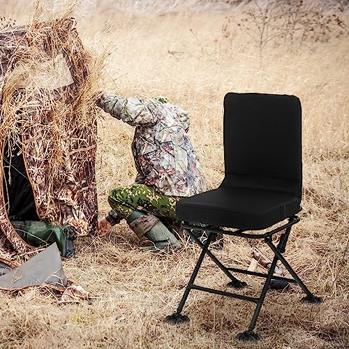 Black 360° Swivel Folding Hunting Chair with Padded Cushion X718508
