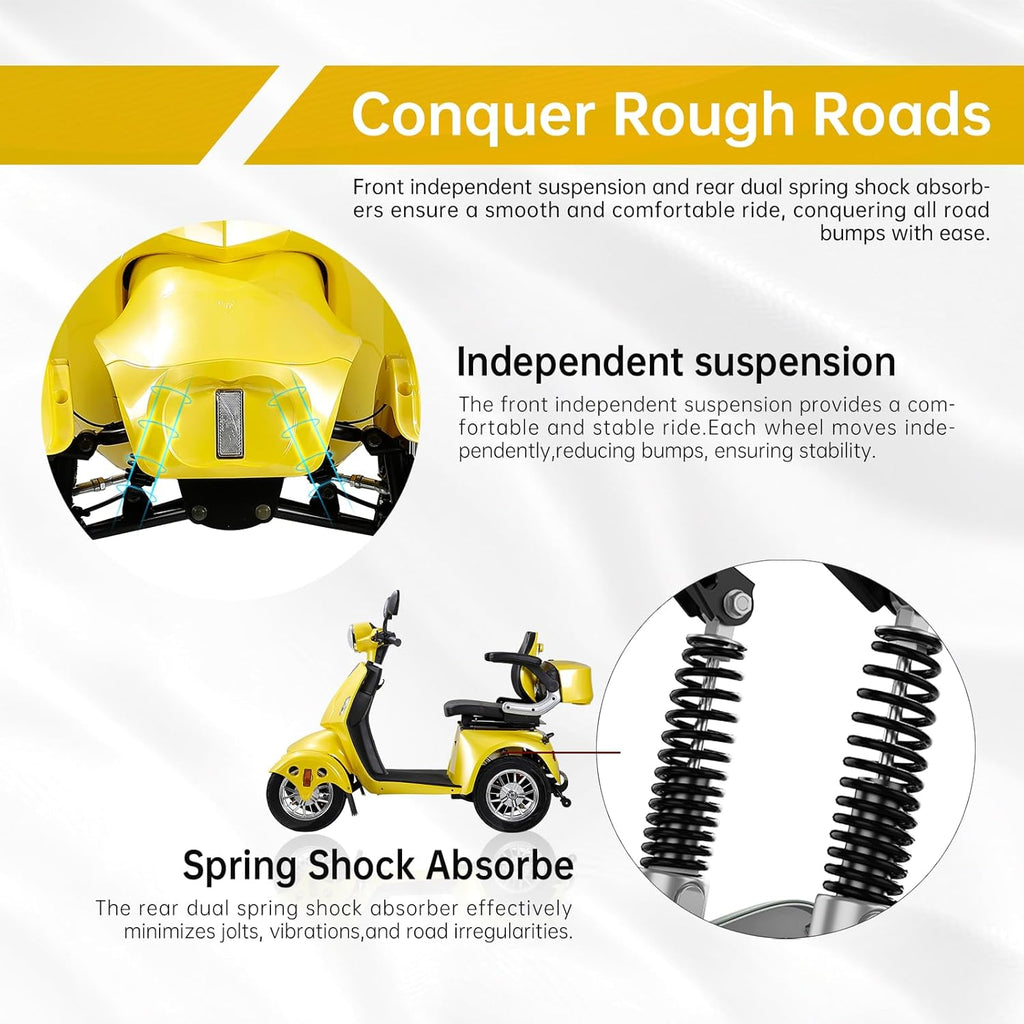 Yellow 4 Wheel Mobility Scooter 500lbs Capacity F355189