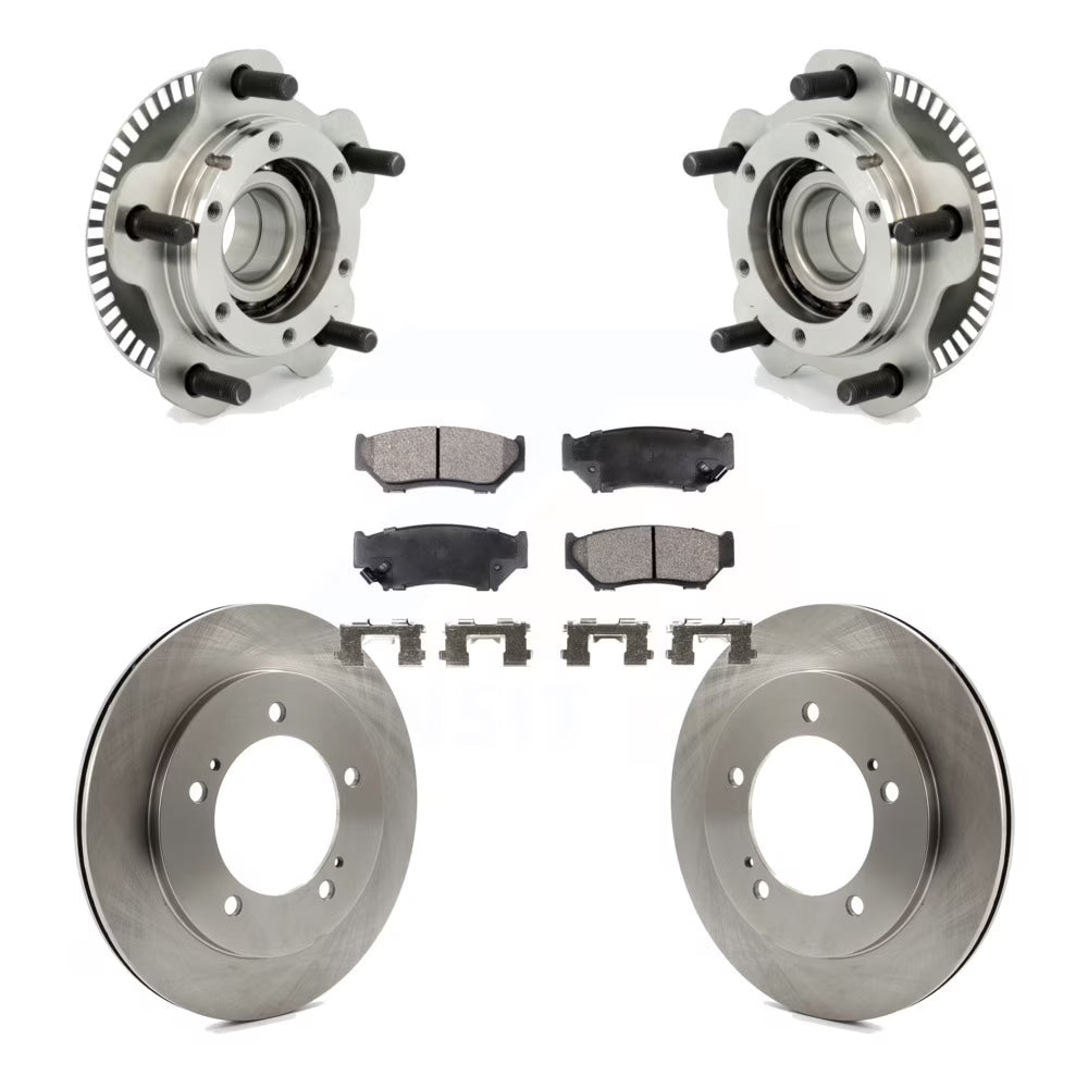 Front Hub Bearing Assembly With Disc Brake Rotors And Ceramic Pads Kit I5627