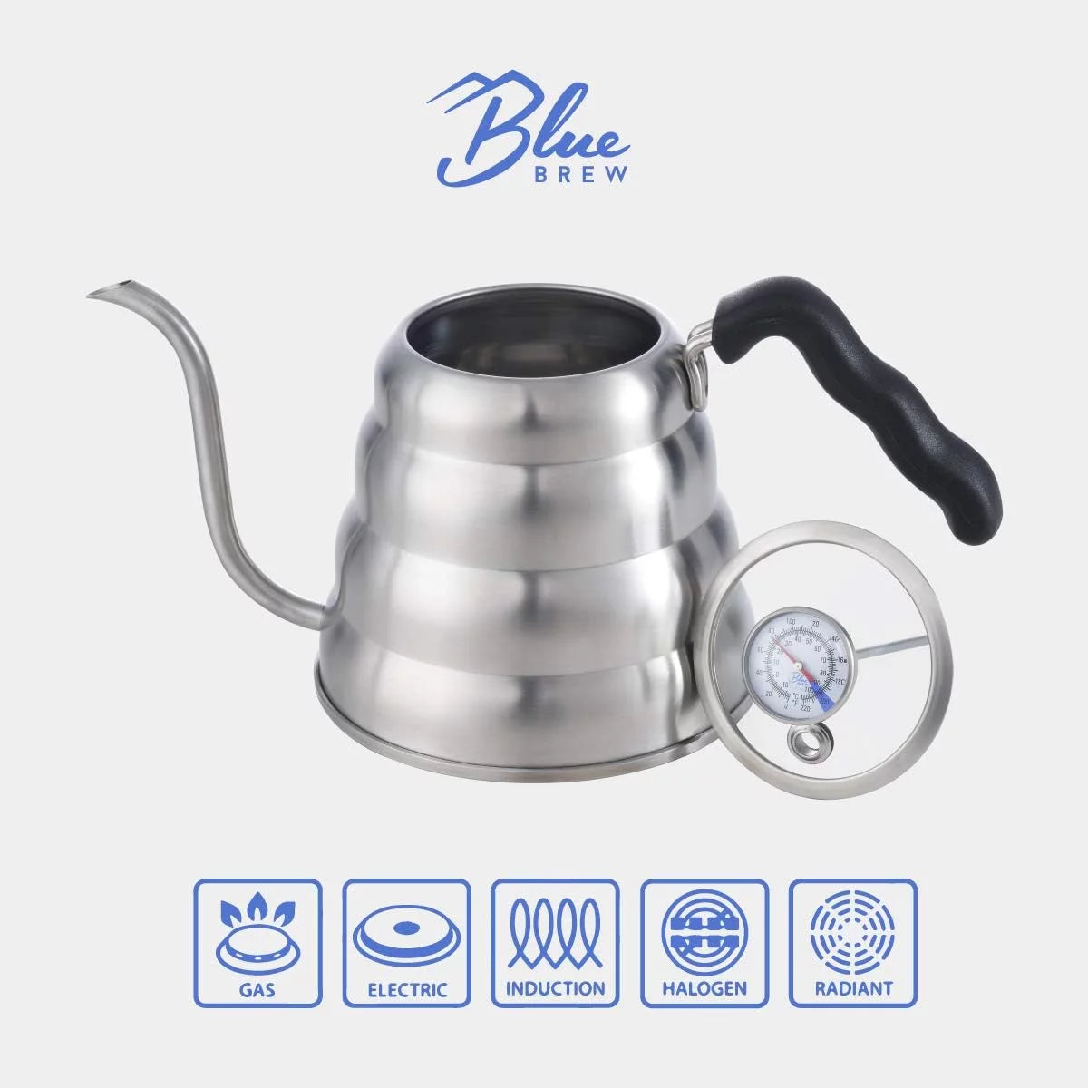 40 Fl Oz Stainless Steel Gooseneck Pour Over Kettle with Thermometer K847