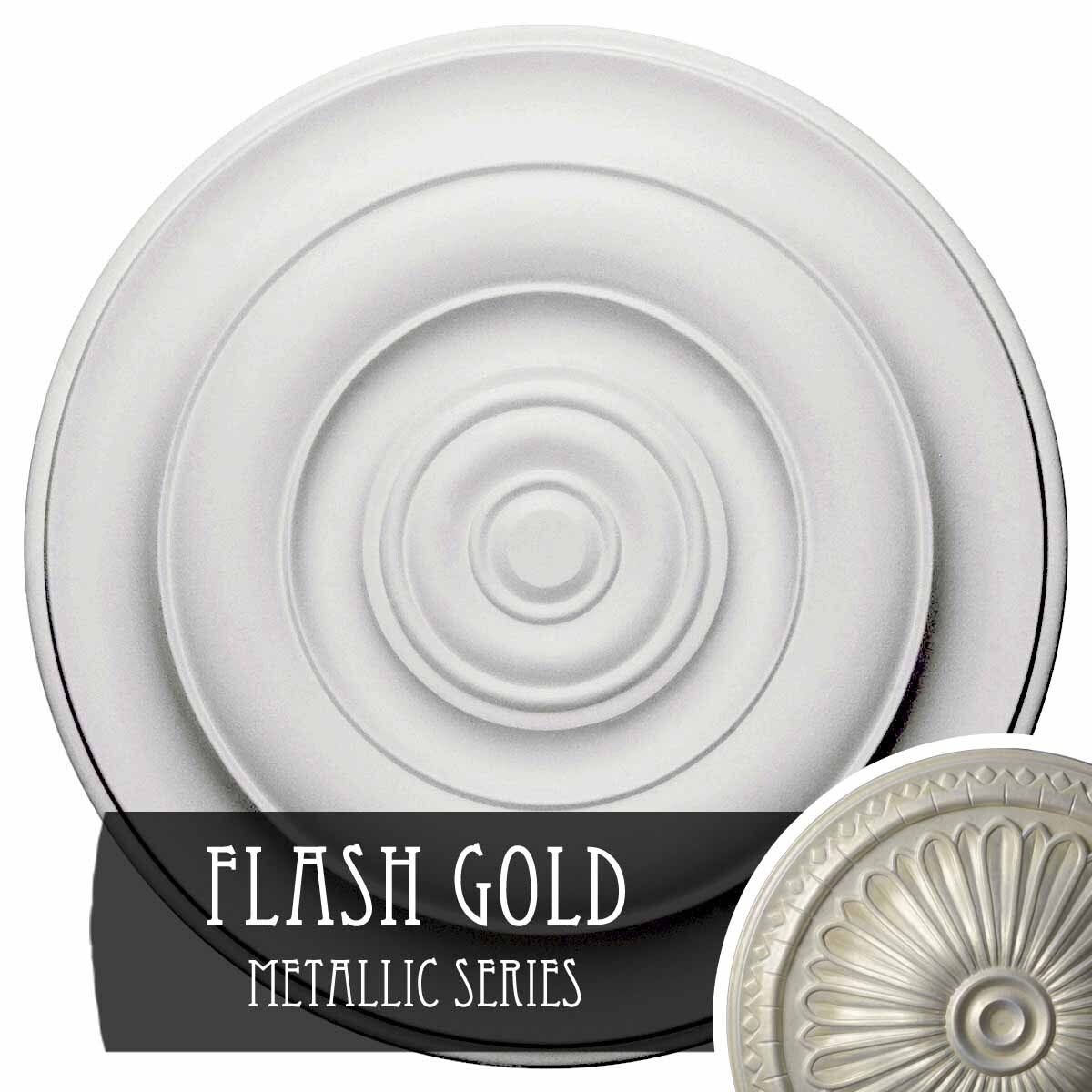 18 inch x 1 1/2 inch Hand-Painted Flash Gold Ceiling Medallion W54442