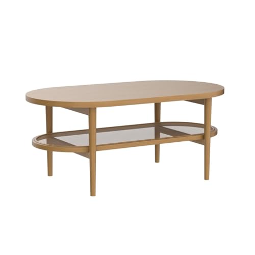 2-Tier Oval Coffee Table with Storage Shelf H3360