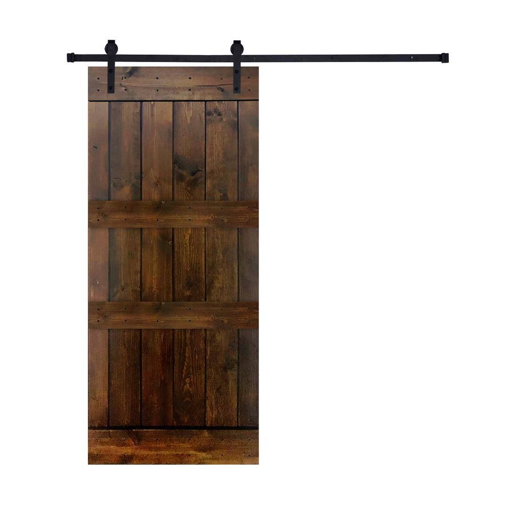 Paneled Manufactured Wood Barn Door with Installation Hardware Kit N276440