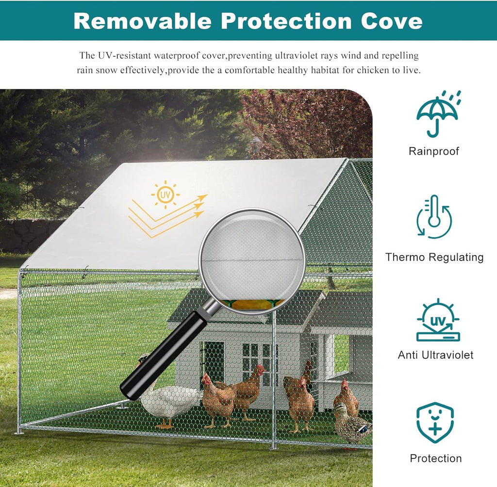 Metal Chicken Coop Galvanized Steel Walk-in Poultry Cage F64447