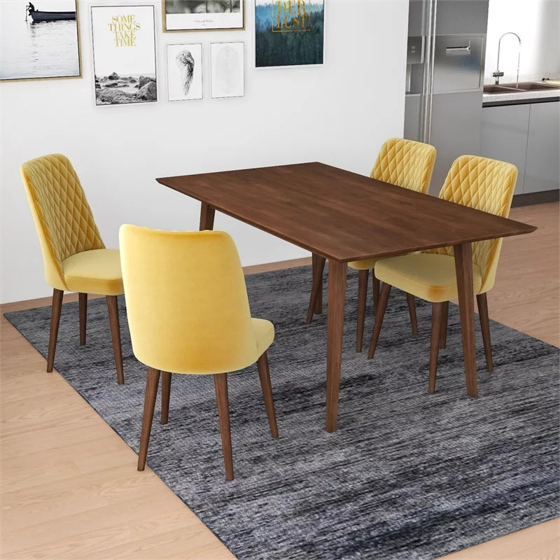 Solid Wood Walnut Kitchen Table and Chairs for 4 U359448