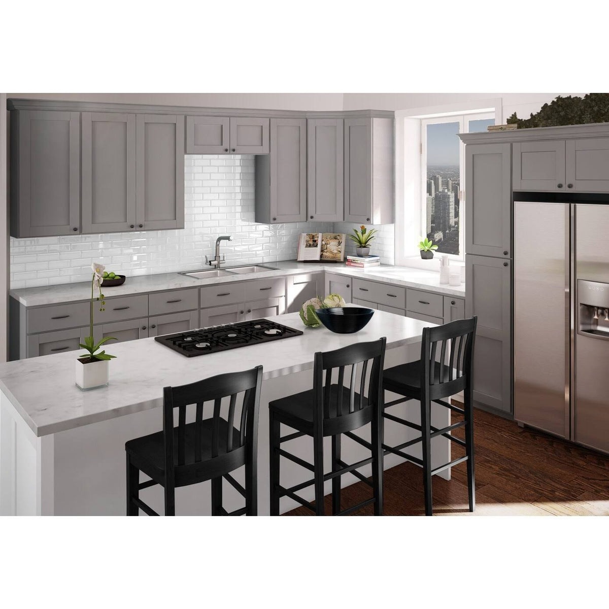 Double Door Wall Cabinet Dove Gray K225