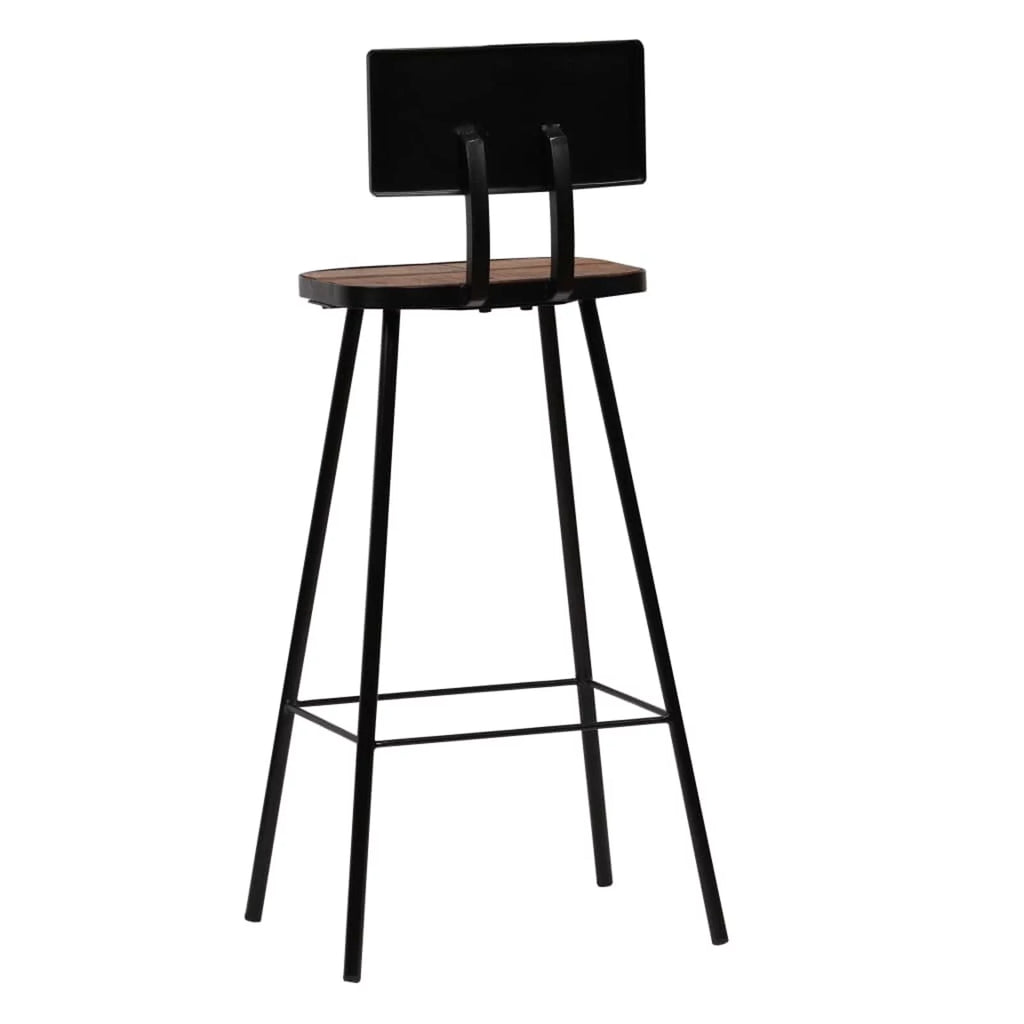 2 Piece Bar Stools Reclaimed Wood Seat with Backrest Steel Frame L903