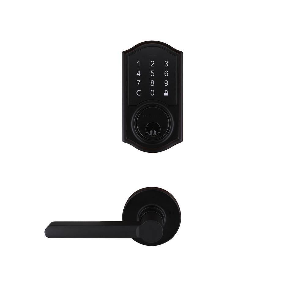 Matte Black Single Cylinder Deadbolt with Lever Combo Pack F2234