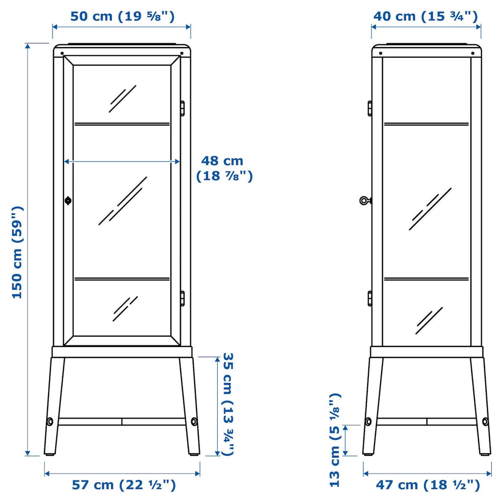 Pale Gray-Green Glass-Door Cabinet N557291