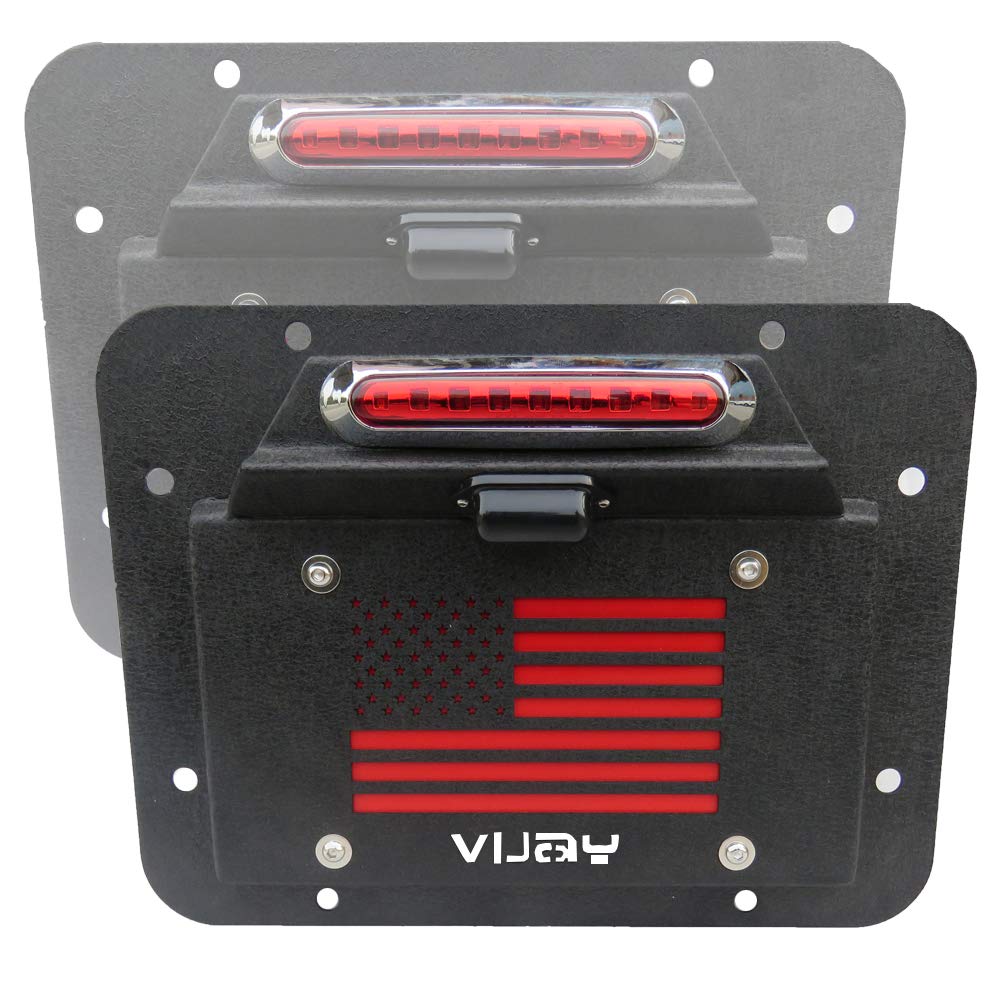 Spare Tire Delete License Plate Relocation Kit with Plate Light and Third Brake Light for Wrangler JK JKU Q834