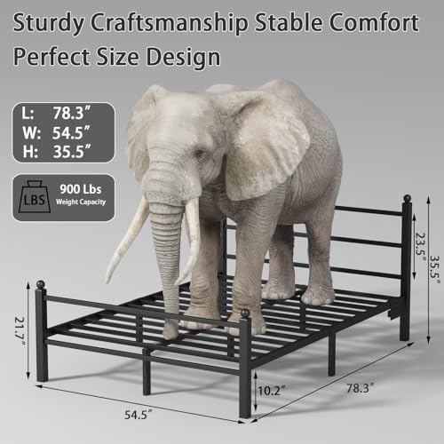 Black Metal Full Size Bed Frame with Headboard and Footboard D285