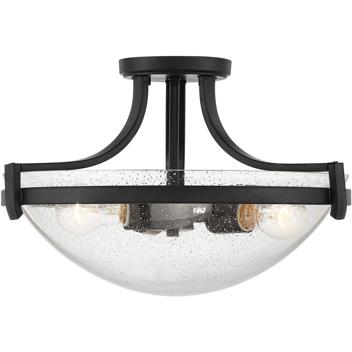 Black 3-Light Semi Flush Mount Ceiling Light W680