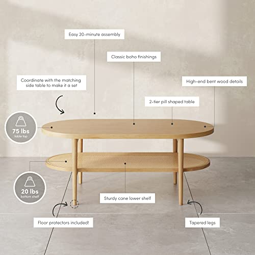 2-Tier Oval Coffee Table with Storage Shelf H3360