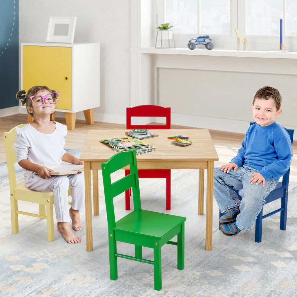 Kids 5 Pieces Wooden Table and Chair Set K74553