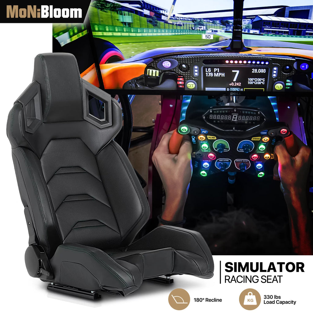 Black Ergonomic Racing Seat with Adjustable Slide I41967