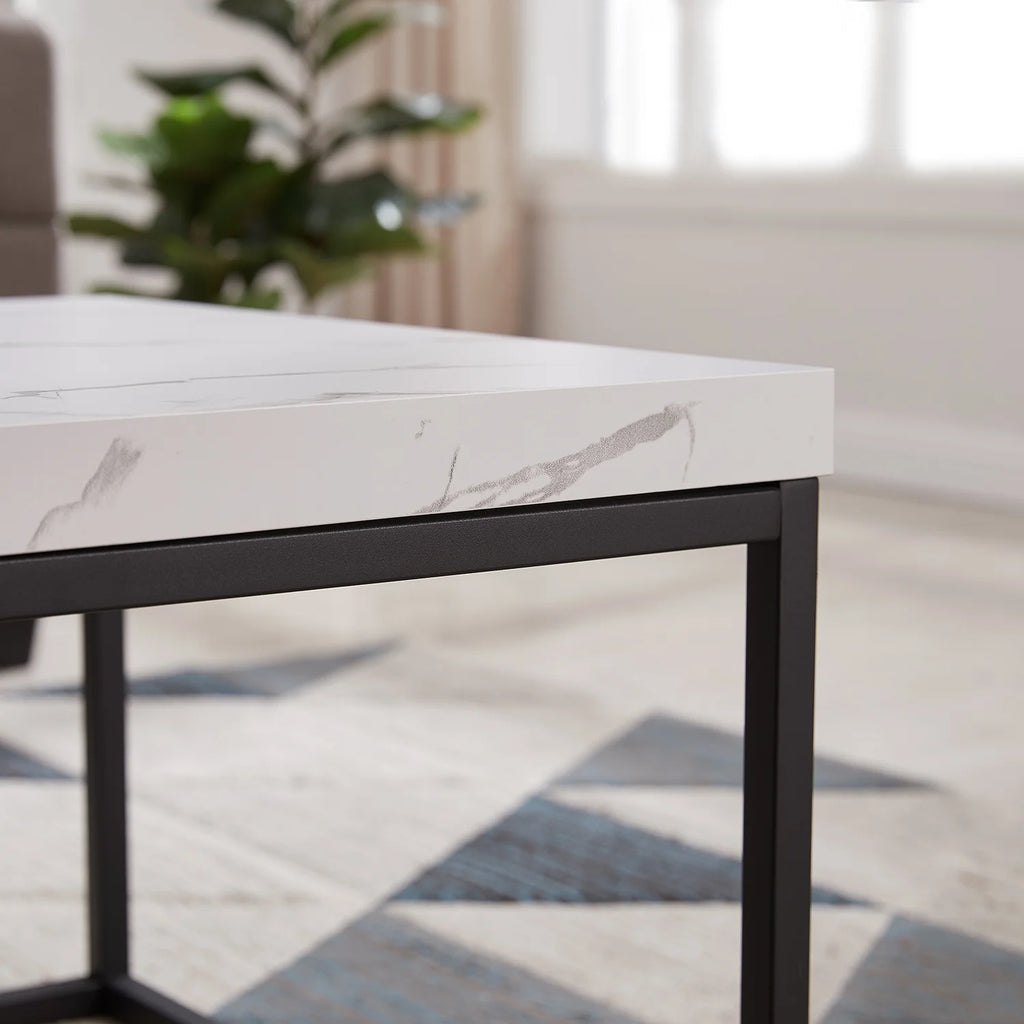 Marble Wood and Metal Side Table G9087