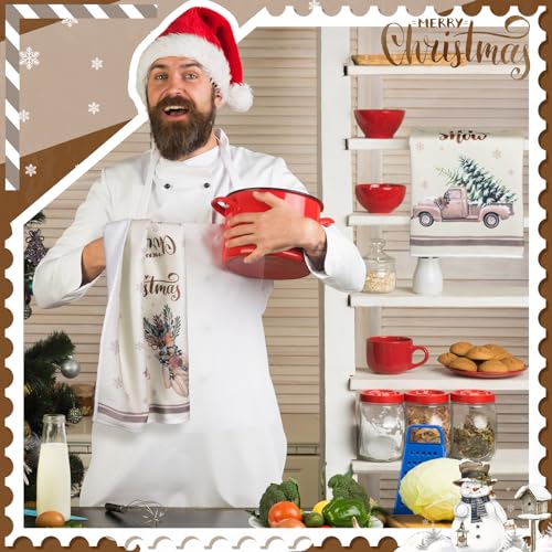 6 Pcs Christmas Kitchen Dish Hand Towels 16 x 24 Inch V746