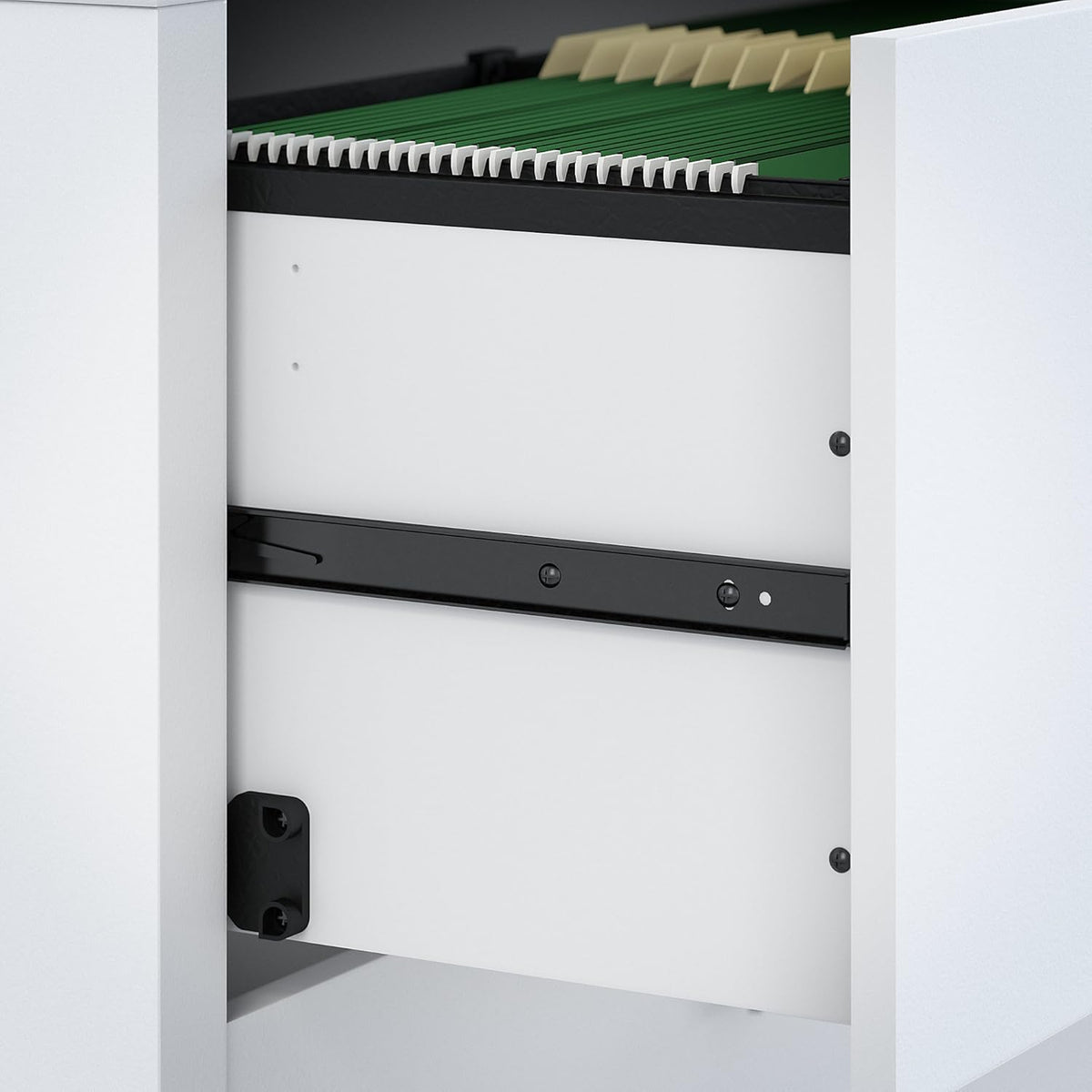 Pure White L Shaped Desk with Mobile File Cabinet H936
