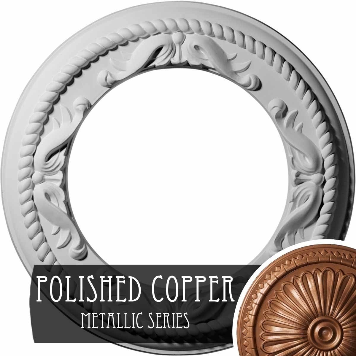 Roped Ceiling Medallion, Hand-Painted Polished Copper S95263
