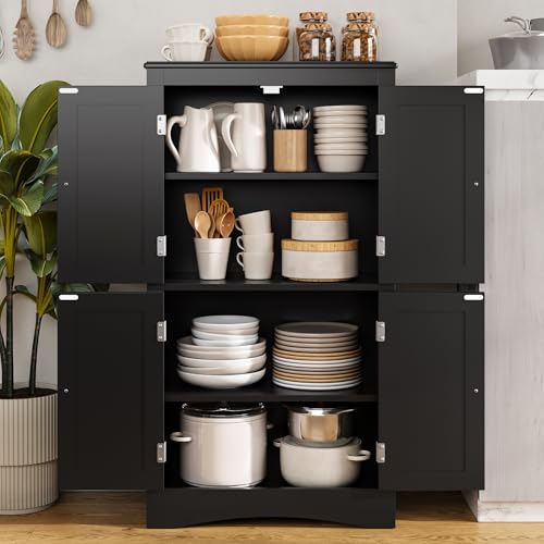 43" White Kitchen Pantry Cabinet with Adjustable Shelves F299