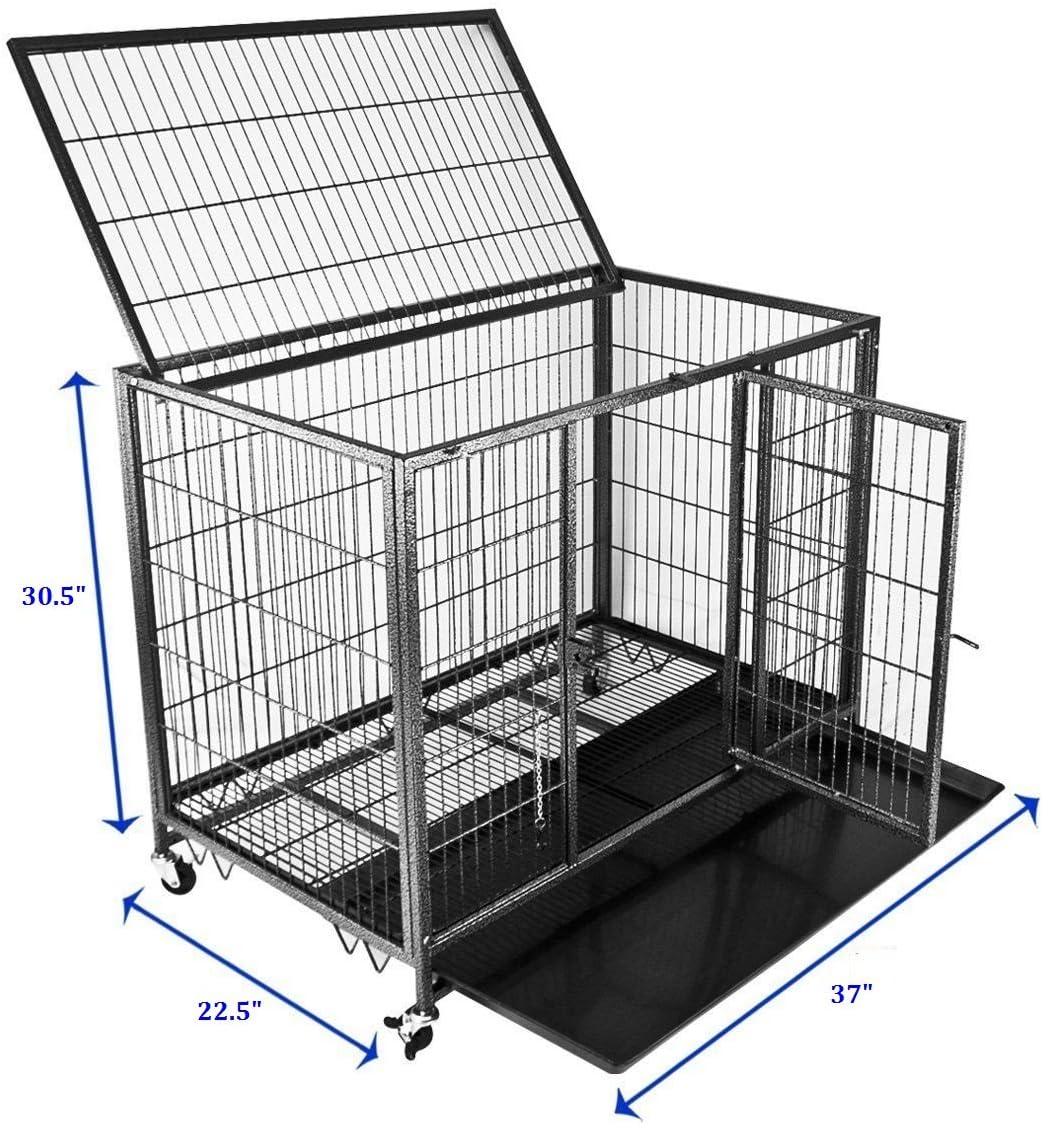 Heavy Duty Metal Open Top Cage with Floor Grid, Casters and Tray A355