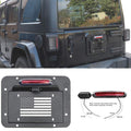 Spare Tire Delete License Plate Relocation Kit with Plate Light and Third Brake Light for Wrangler JK JKU Q834