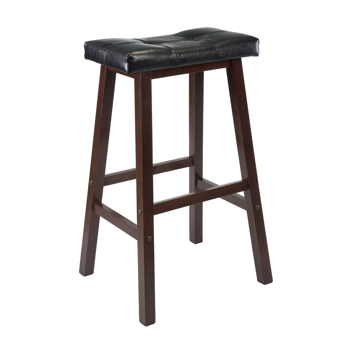 Antique Walnut Black Cushion Saddle Stool R759
