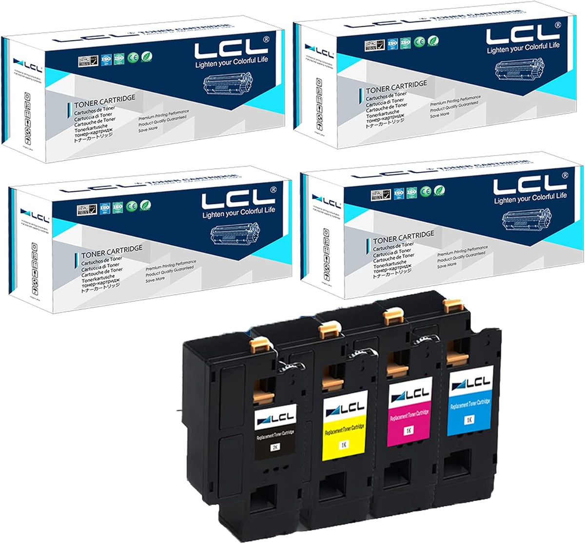 Remanufactured Toner Cartridge Replacement 4-Pack Black Cyan Magenta Yellow X292863