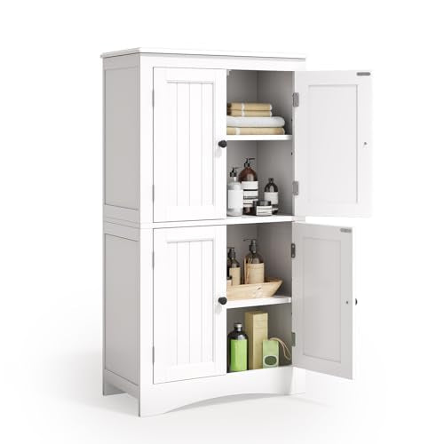 43" White Kitchen Pantry Cabinet with Adjustable Shelves F299