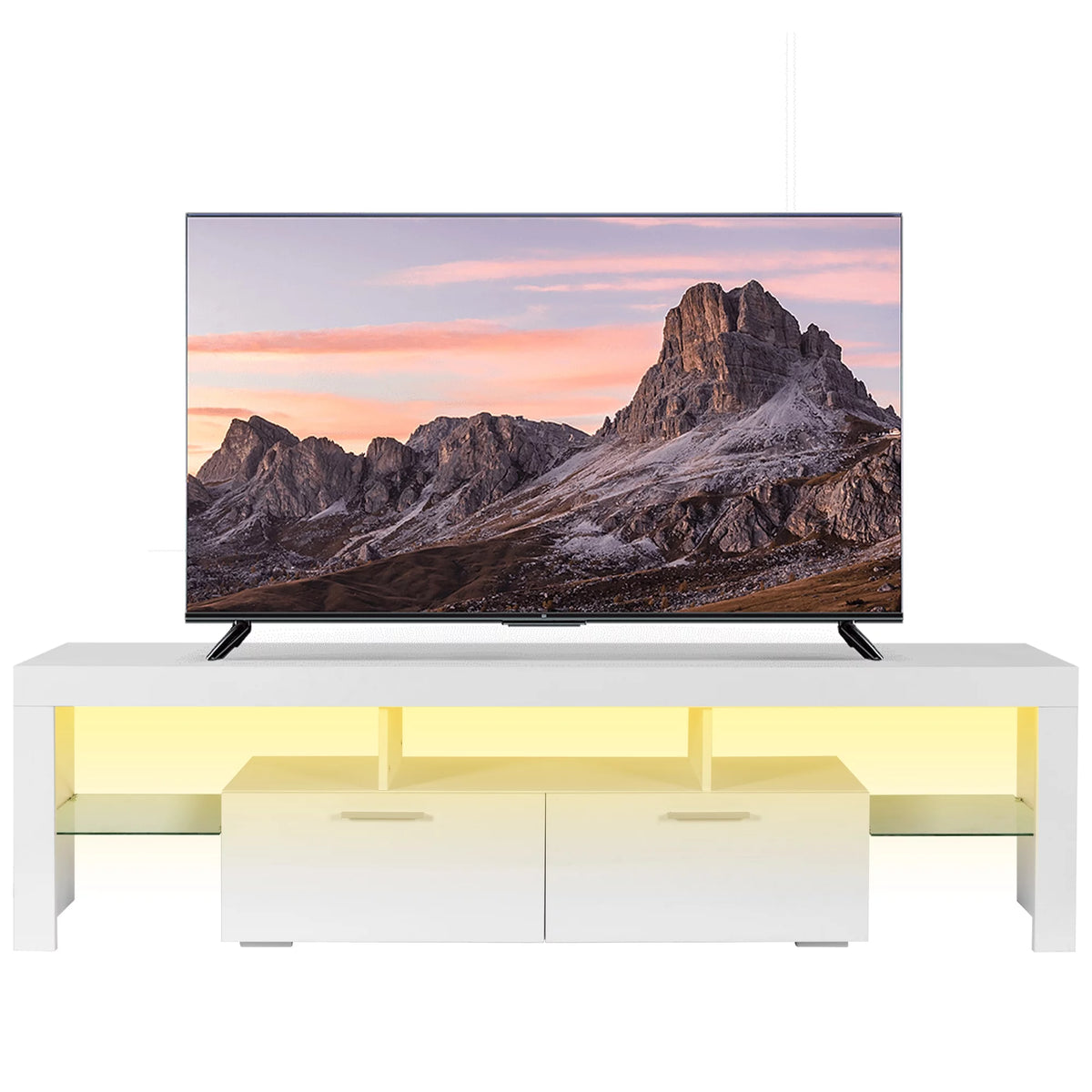 Black TV Stand for 70 Inch TV with LED Light T74339