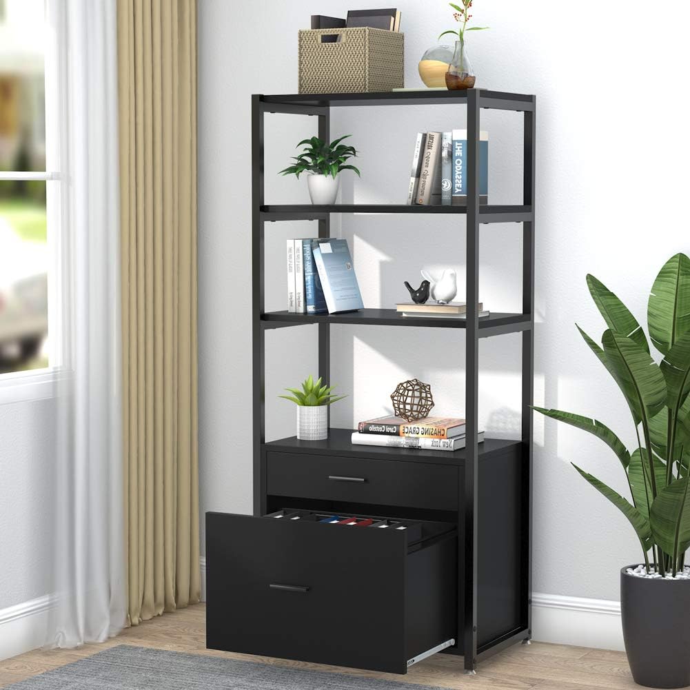 4-Tier File Cabinet with 2 Drawers B727487