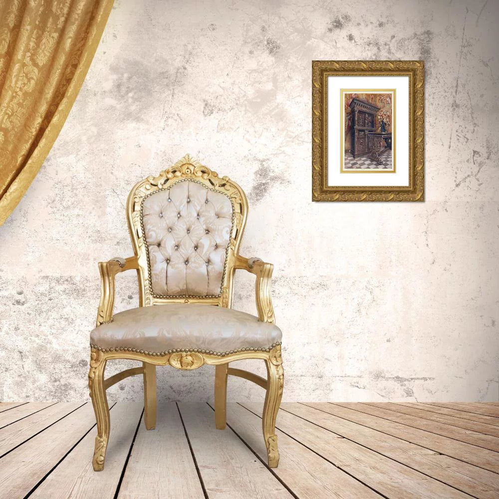 Gold Ornate Wood Frame Double Matted Art Print O8795