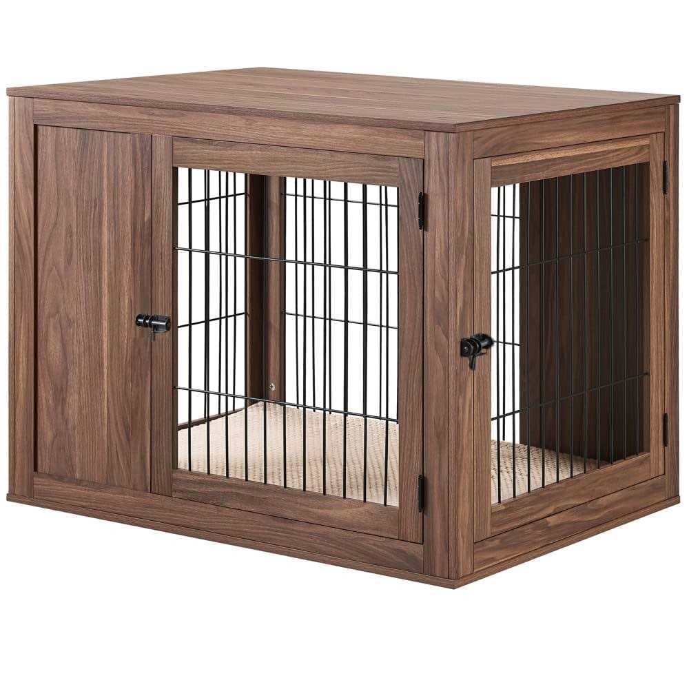 Wooden Dog Crate End Table with Cushion S837360