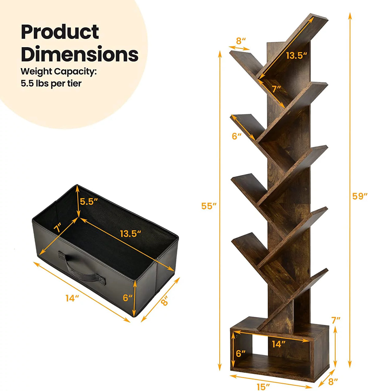 10 Shelf Wooden Bookshelf with Drawer N46610