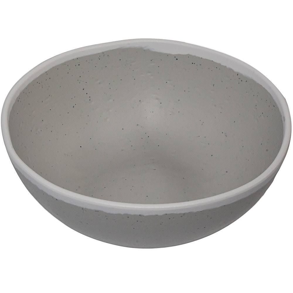 1.5 qt. Glazed Grey Melamine Bowl with White Trim X64174