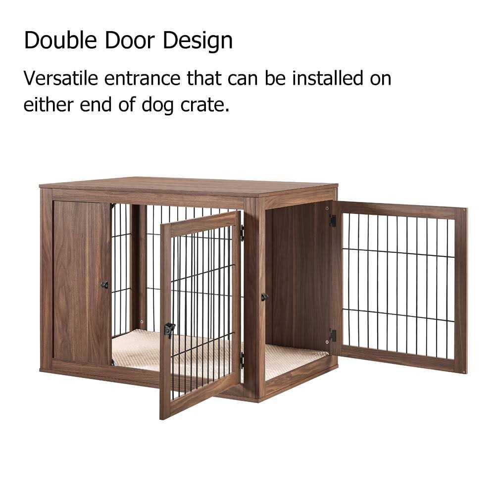 Wooden Dog Crate End Table with Cushion S837360