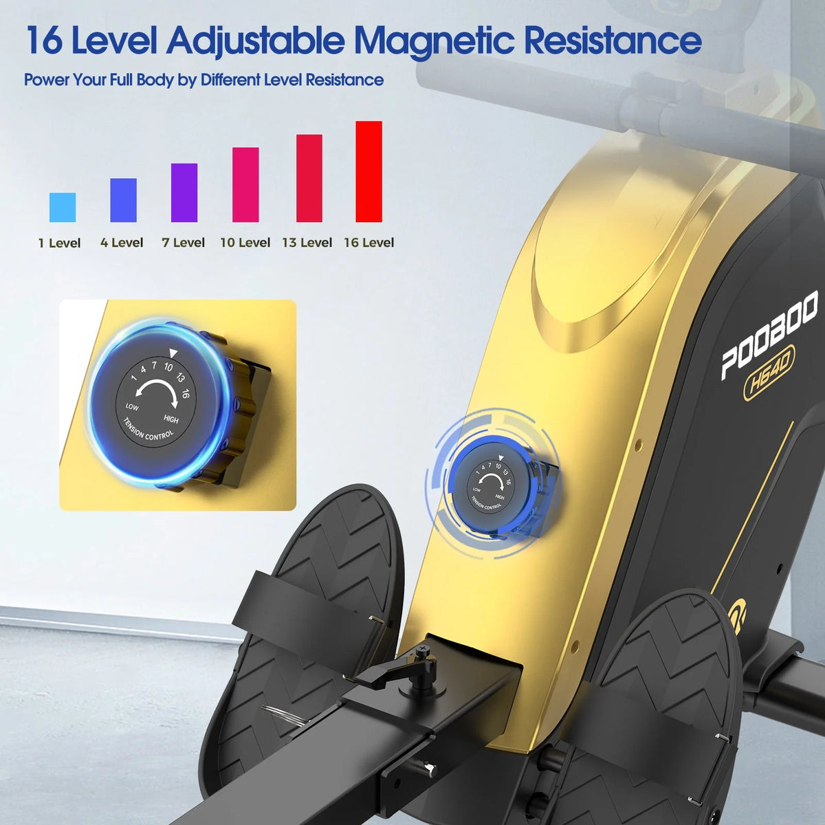 Foldable Magnetic Rowing Machine with 16 Level Resistance L451449