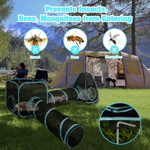 4 in 1 Outdoor Cat Tent with Tunnel, Total Length 9.45FT L407742