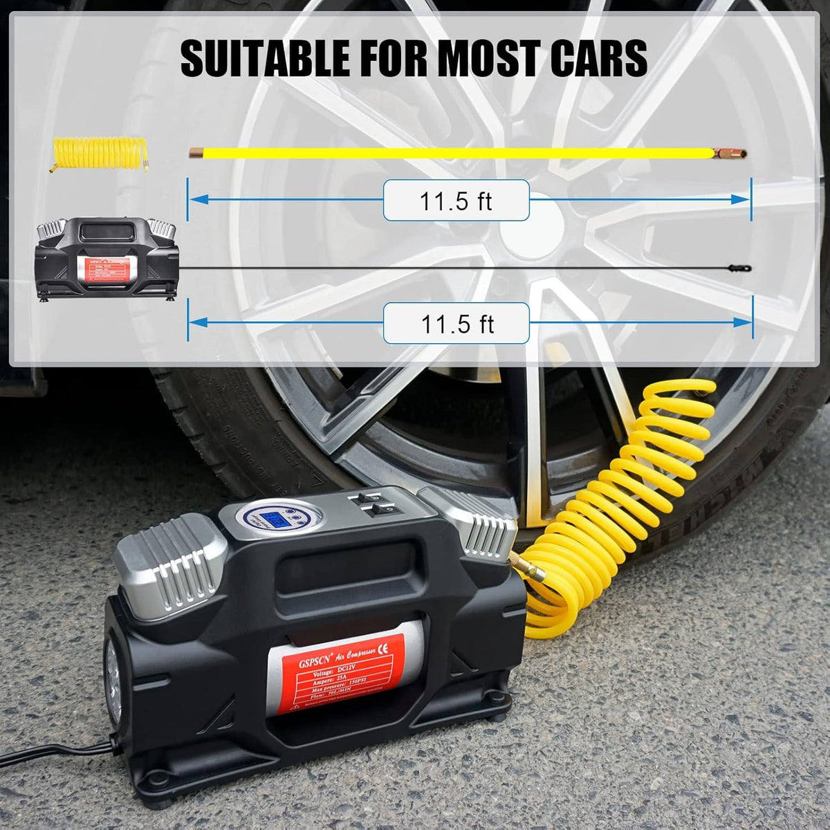 Portable Heavy Duty 12V Air Compressor Pump with Digital Gauge R85025