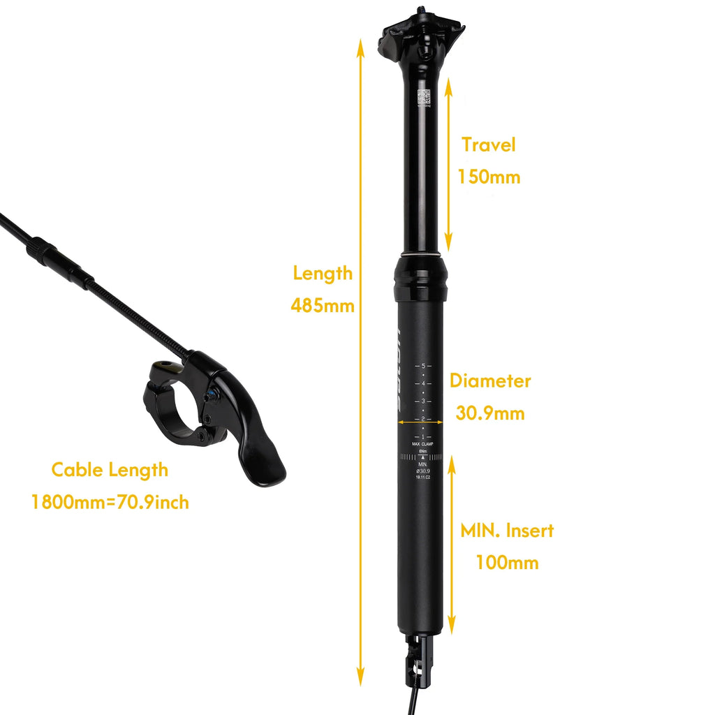 Dropper Seat Post 30.9x485mm Internal Routing V881