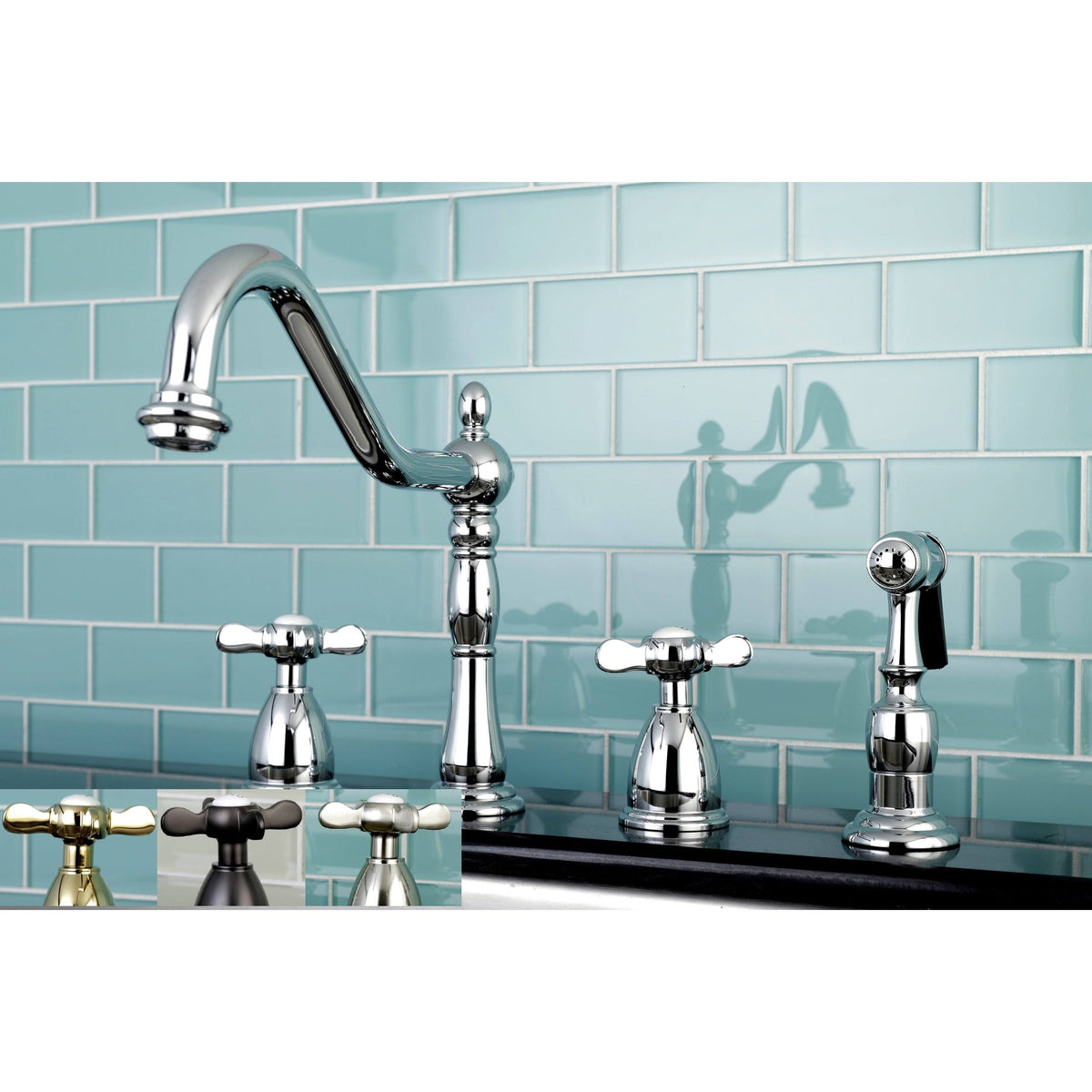 Silver Kitchen Faucet with Side Sprayer U73771