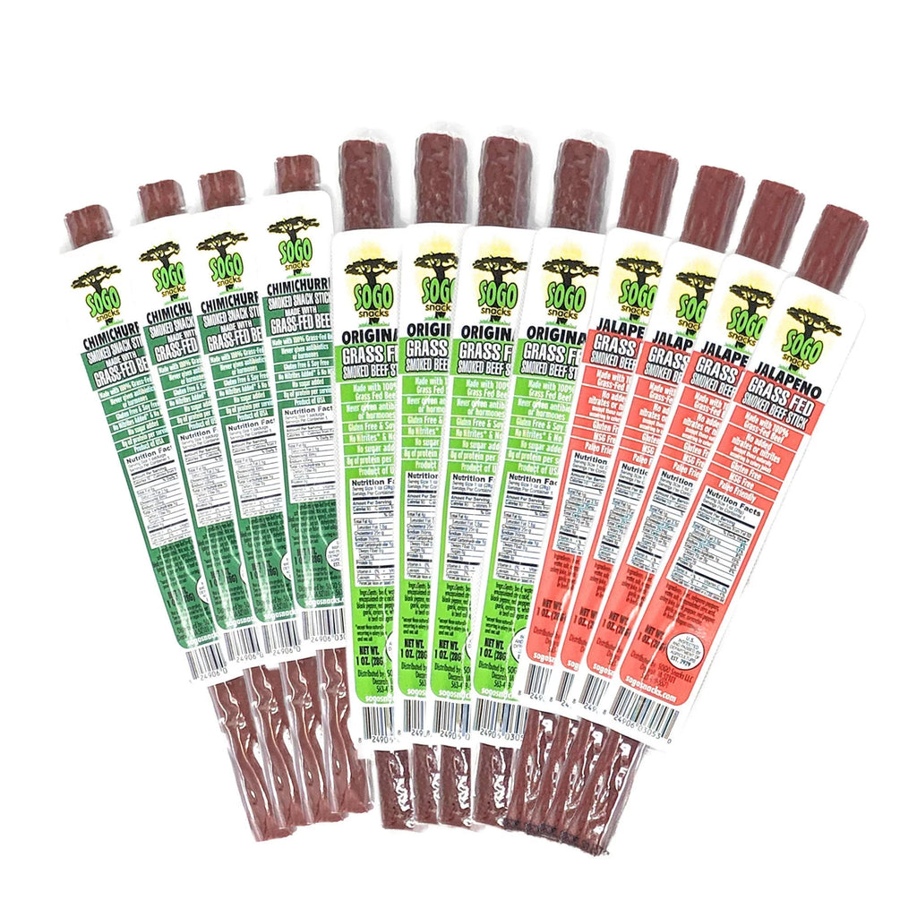 No Sugar Grass-fed Non-GMO Beef Sticks Variety Pack (12-Count, 1-oz) A67363