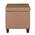 Geometric Patterned Square Wooden Ottoman with Lift Off Lid Storage D544525