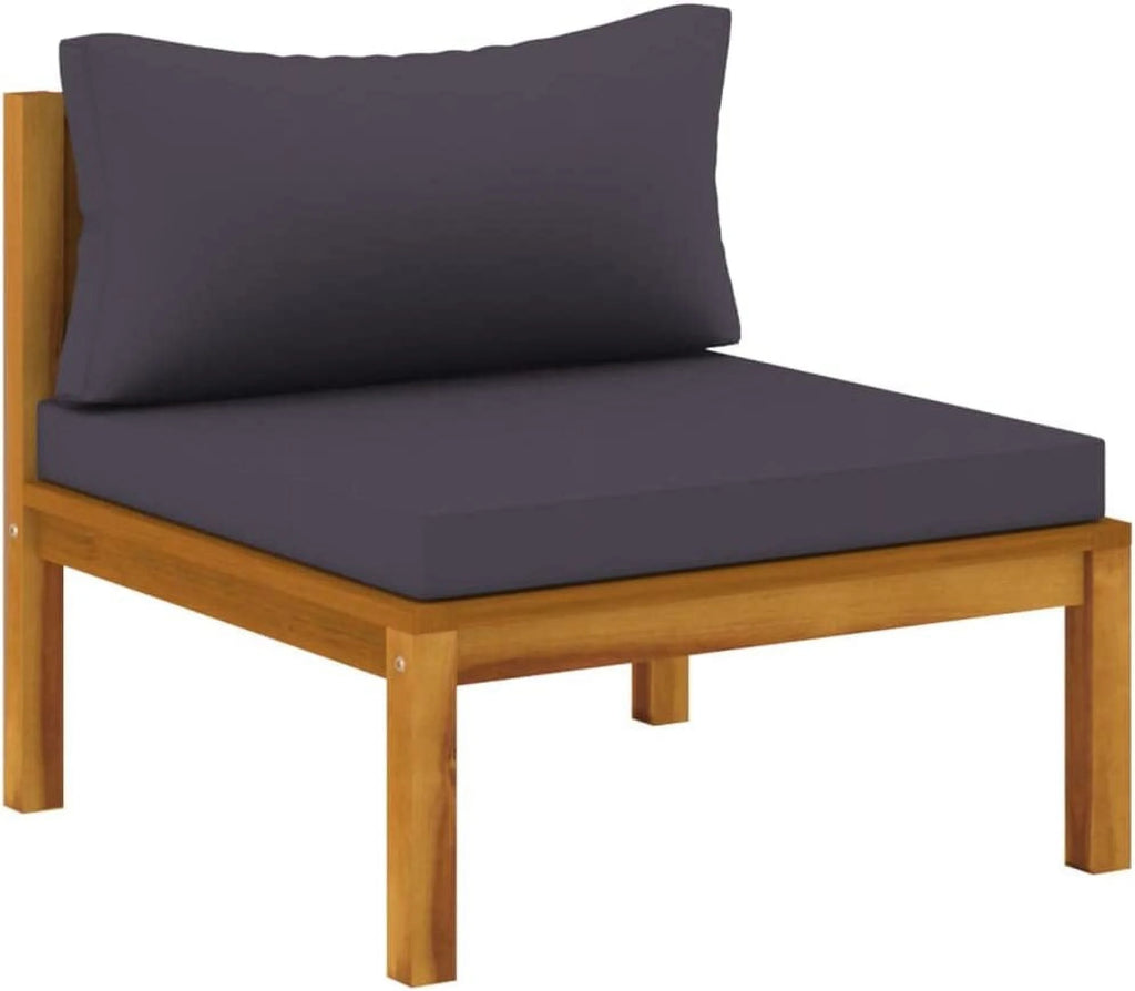 6 Piece Acacia Wood Patio Lounge Set with Cushion Gray V893
