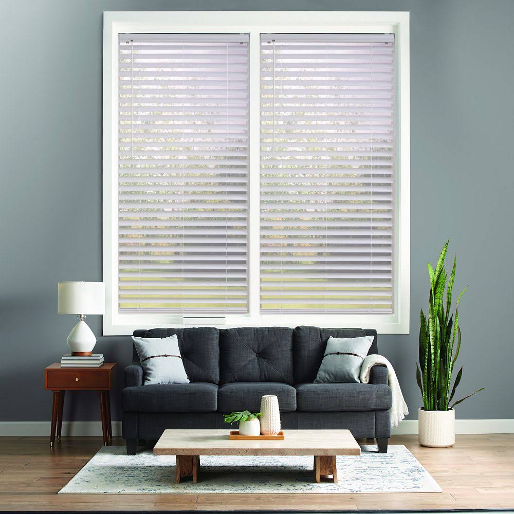 White Cordless Venetian Vinyl Blinds W9208