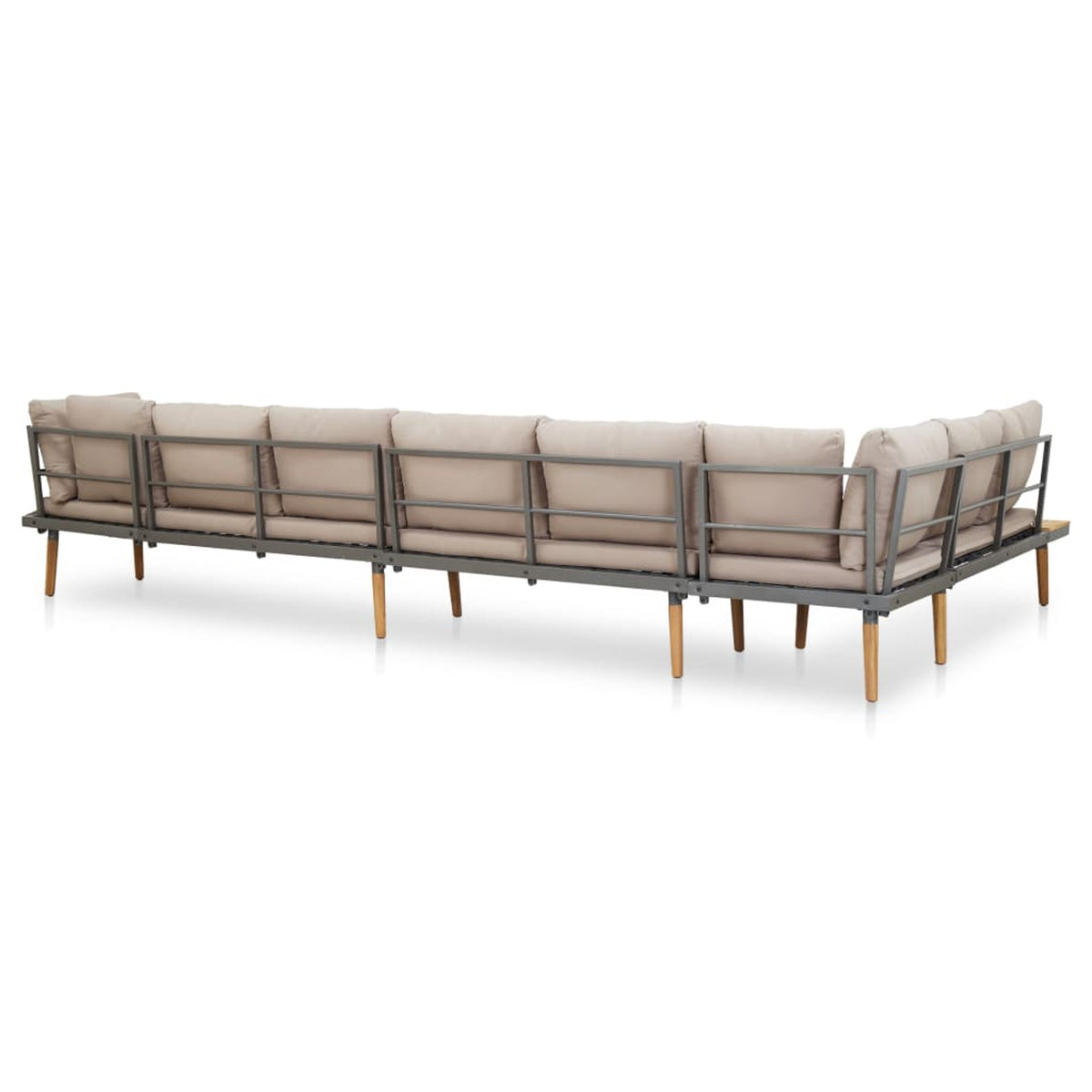 8-Seater Cushioned Acacia Wood Patio Lounge Set with 2 Coffee Table L16783