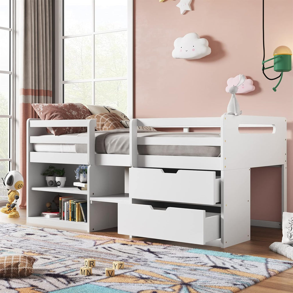 Twin Loft Bed with Desk and Cabinet C51982