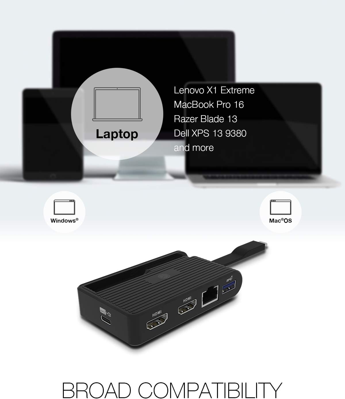 USB-C Travel Dock with 4K Video Output, 85 W Power Delivery, 6 Ports R46613