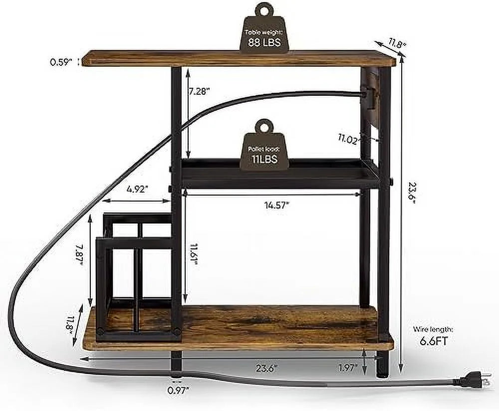 Brown Set of 2 Side Tables with USB Ports and Outlets A69277